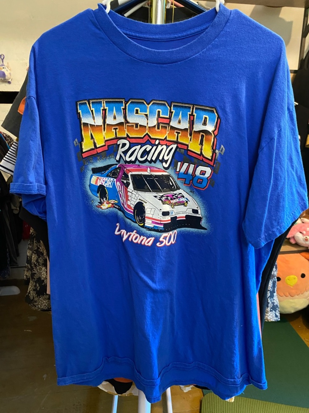 Nascar Royal Blue Logo Tee with White Print